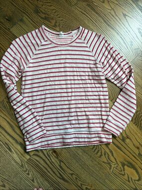 Marine Layer Pink, Red, Cream Striped Crewneck Tee, S
